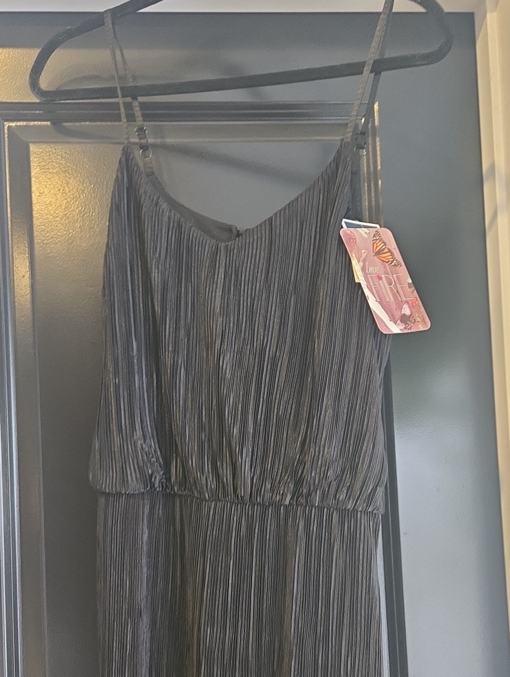 love, Fire Black Pleated Strapless Cocktail Jumpsuit